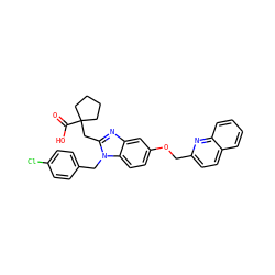 O=C(O)C1(Cc2nc3cc(OCc4ccc5ccccc5n4)ccc3n2Cc2ccc(Cl)cc2)CCCC1 ZINC000219477809