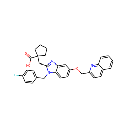 O=C(O)C1(Cc2nc3cc(OCc4ccc5ccccc5n4)ccc3n2Cc2ccc(F)cc2)CCCC1 ZINC000219448760
