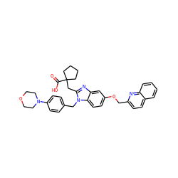 O=C(O)C1(Cc2nc3cc(OCc4ccc5ccccc5n4)ccc3n2Cc2ccc(N3CCOCC3)cc2)CCCC1 ZINC000226119107