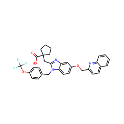 O=C(O)C1(Cc2nc3cc(OCc4ccc5ccccc5n4)ccc3n2Cc2ccc(OC(F)(F)F)cc2)CCCC1 ZINC000226103910