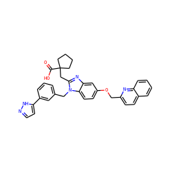 O=C(O)C1(Cc2nc3cc(OCc4ccc5ccccc5n4)ccc3n2Cc2cccc(-c3ccn[nH]3)c2)CCCC1 ZINC000226107566