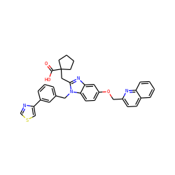 O=C(O)C1(Cc2nc3cc(OCc4ccc5ccccc5n4)ccc3n2Cc2cccc(-c3cscn3)c2)CCCC1 ZINC000219248291