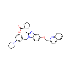 O=C(O)C1(Cc2nc3cc(OCc4ccc5ccccc5n4)ccc3n2Cc2cccc(N3CCCC3)c2)CCCC1 ZINC000226123613
