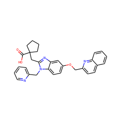 O=C(O)C1(Cc2nc3cc(OCc4ccc5ccccc5n4)ccc3n2Cc2ccccn2)CCCC1 ZINC000219448258