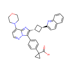 O=C(O)C1(c2ccc(-c3c([C@H]4C[C@H](c5ccc6ccccc6n5)C4)nc4c(N5CCOCC5)ccnn34)cc2)CC1 ZINC001772576156