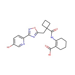 O=C(O)C1=C(NC(=O)C2(Cc3nc(-c4ccc(O)cn4)no3)CCC2)CCCC1 ZINC000049052121