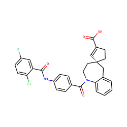O=C(O)C1=C[C@@]2(CC1)CCN(C(=O)c1ccc(NC(=O)c3cc(F)ccc3Cl)cc1)c1ccccc1C2 ZINC000028962463