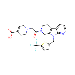 O=C(O)C1=CCN(CC(=O)N2CCc3c(n(Cc4ccc(C(F)(F)F)s4)c4ncccc34)C2)CC1 ZINC000145803126