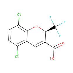 O=C(O)C1=Cc2c(Cl)ccc(Cl)c2O[C@H]1C(F)(F)F ZINC000064550056