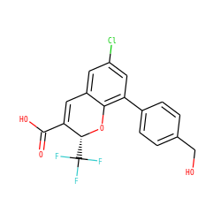 O=C(O)C1=Cc2cc(Cl)cc(-c3ccc(CO)cc3)c2O[C@@H]1C(F)(F)F ZINC000066066617