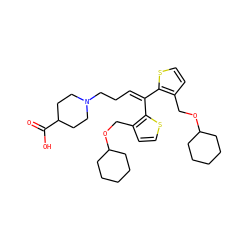 O=C(O)C1CCN(CCC=C(c2sccc2COC2CCCCC2)c2sccc2COC2CCCCC2)CC1 ZINC000028565458