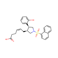O=C(O)CC/C=C\C[C@@H]1CN(S(=O)(=O)c2cccc3ccccc23)C[C@@H]1c1ccccc1O ZINC000027101545