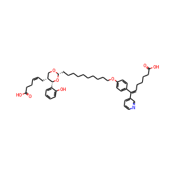 O=C(O)CC/C=C\C[C@@H]1CO[C@H](CCCCCCCCCCOc2ccc(/C(=C\CCCCC(=O)O)c3cccnc3)cc2)O[C@@H]1c1ccccc1O ZINC000029397051