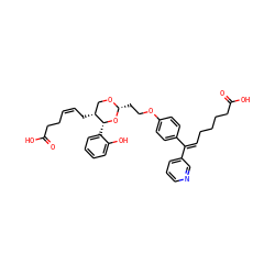 O=C(O)CC/C=C\C[C@@H]1CO[C@H](CCOc2ccc(/C(=C\CCCCC(=O)O)c3cccnc3)cc2)O[C@@H]1c1ccccc1O ZINC000029347549