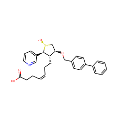 O=C(O)CC/C=C\CC[C@H]1[C@H](OCc2ccc(-c3ccccc3)cc2)C[S@+]([O-])[C@@H]1c1cccnc1 ZINC000026170242