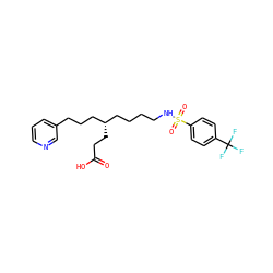 O=C(O)CC[C@@H](CCCCNS(=O)(=O)c1ccc(C(F)(F)F)cc1)CCCc1cccnc1 ZINC000013730336