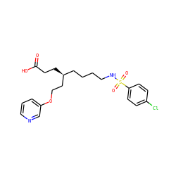 O=C(O)CC[C@@H](CCCCNS(=O)(=O)c1ccc(Cl)cc1)CCOc1cccnc1 ZINC000003786600