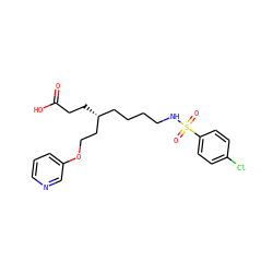 O=C(O)CC[C@H](CCCCNS(=O)(=O)c1ccc(Cl)cc1)CCOc1cccnc1 ZINC000013730397