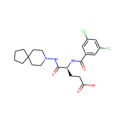 O=C(O)CC[C@H](NC(=O)c1cc(Cl)cc(Cl)c1)C(=O)NN1CCC2(CCCC2)CC1 ZINC000027212163