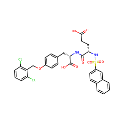 O=C(O)CC[C@H](NS(=O)(=O)c1ccc2ccccc2c1)C(=O)N[C@@H](Cc1ccc(OCc2c(Cl)cccc2Cl)cc1)C(=O)O ZINC000027308523