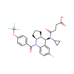 O=C(O)CCC(=O)N(C1CC1)[C@H]1c2cc(F)ccc2N(C(=O)c2ccc(OC(F)(F)F)cc2)[C@H]2CCC[C@H]21 ZINC000145664635