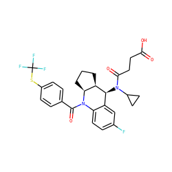 O=C(O)CCC(=O)N(C1CC1)[C@H]1c2cc(F)ccc2N(C(=O)c2ccc(SC(F)(F)F)cc2)[C@H]2CCC[C@H]21 ZINC000145360983