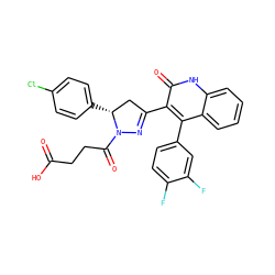 O=C(O)CCC(=O)N1N=C(c2c(-c3ccc(F)c(F)c3)c3ccccc3[nH]c2=O)C[C@H]1c1ccc(Cl)cc1 ZINC000096283802