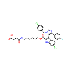 O=C(O)CCC(=O)NCCCCCCOC(=O)c1[nH]c2cc(Cl)ccc2c1-c1c(-c2ccc(F)cc2)ncn1Cc1ccc(Cl)cc1 ZINC001772647466