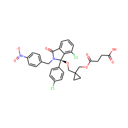 O=C(O)CCC(=O)OCC1(CO[C@]2(c3ccc(Cl)cc3)c3c(Cl)cccc3C(=O)N2Cc2ccc([N+](=O)[O-])cc2)CC1 ZINC000139988972