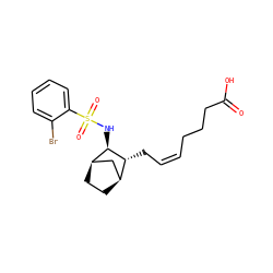 O=C(O)CCC/C=C\C[C@@H]1[C@H]2CC[C@H](C2)[C@H]1NS(=O)(=O)c1ccccc1Br ZINC000013521207