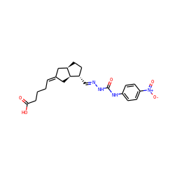 O=C(O)CCC/C=C1\C[C@@H]2[C@@H](/C=N/NC(=O)Nc3ccc([N+](=O)[O-])cc3)CC[C@@H]2C1 ZINC000026164932
