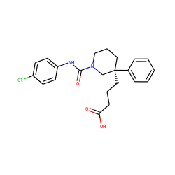 O=C(O)CCC[C@@]1(c2ccccc2)CCCN(C(=O)Nc2ccc(Cl)cc2)C1 ZINC000049013743