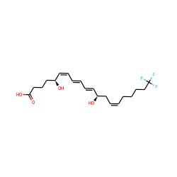 O=C(O)CCC[C@H](O)/C=C\C=C\C=C\[C@H](O)C/C=C\CCCCC(F)(F)F ZINC000012496555