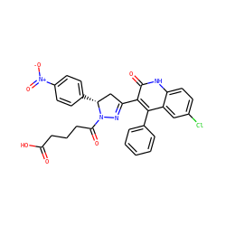 O=C(O)CCCC(=O)N1N=C(c2c(-c3ccccc3)c3cc(Cl)ccc3[nH]c2=O)C[C@H]1c1ccc([N+](=O)[O-])cc1 ZINC000096283784
