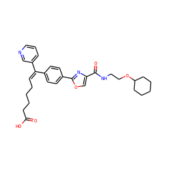 O=C(O)CCCC/C=C(\c1ccc(-c2nc(C(=O)NCCOC3CCCCC3)co2)cc1)c1cccnc1 ZINC000013782522