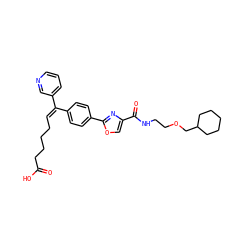O=C(O)CCCC/C=C(\c1ccc(-c2nc(C(=O)NCCOCC3CCCCC3)co2)cc1)c1cccnc1 ZINC000013782521