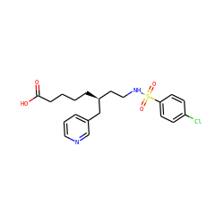 O=C(O)CCCC[C@@H](CCNS(=O)(=O)c1ccc(Cl)cc1)Cc1cccnc1 ZINC000013730308