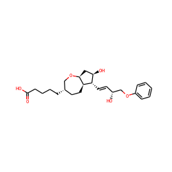 O=C(O)CCCC[C@H]1CC[C@H]2[C@H](C[C@@H](O)[C@@H]2/C=C/[C@@H](O)COc2ccccc2)OC1 ZINC000166224472