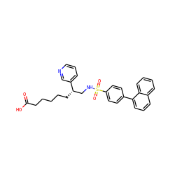 O=C(O)CCCCC[C@@H](CNS(=O)(=O)c1ccc(-c2cccc3ccccc23)cc1)c1cccnc1 ZINC000027438292