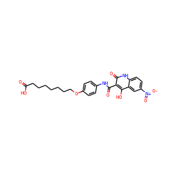 O=C(O)CCCCCCCOc1ccc(NC(=O)c2c(O)c3cc([N+](=O)[O-])ccc3[nH]c2=O)cc1 ZINC000013440355