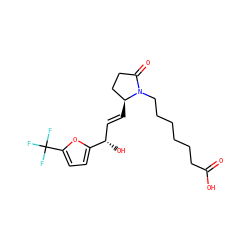 O=C(O)CCCCCCN1C(=O)CC[C@@H]1/C=C/[C@H](O)c1ccc(C(F)(F)F)o1 ZINC000029400465