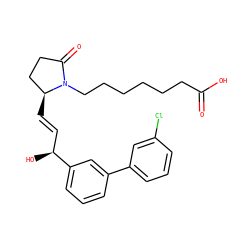 O=C(O)CCCCCCN1C(=O)CC[C@@H]1/C=C/[C@H](O)c1cccc(-c2cccc(Cl)c2)c1 ZINC000029402559