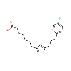 O=C(O)CCCCCCc1csc(CCCc2ccc(Cl)cc2)c1 ZINC000013726616