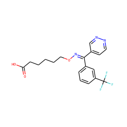 O=C(O)CCCCCO/N=C(/c1ccnnc1)c1cccc(C(F)(F)F)c1 ZINC000013759501