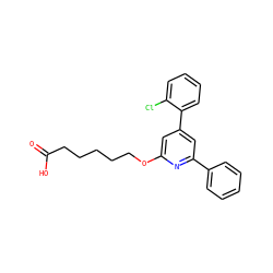 O=C(O)CCCCCOc1cc(-c2ccccc2Cl)cc(-c2ccccc2)n1 ZINC000013729785