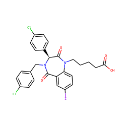 O=C(O)CCCCN1C(=O)[C@H](c2ccc(Cl)cc2)N(Cc2ccc(Cl)cc2)C(=O)c2cc(I)ccc21 ZINC000038377634