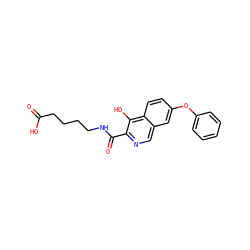 O=C(O)CCCCNC(=O)c1ncc2cc(Oc3ccccc3)ccc2c1O ZINC000146682217