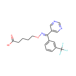O=C(O)CCCCO/N=C(/c1cncnc1)c1cccc(C(F)(F)F)c1 ZINC000013759495