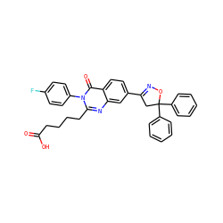 O=C(O)CCCCc1nc2cc(C3=NOC(c4ccccc4)(c4ccccc4)C3)ccc2c(=O)n1-c1ccc(F)cc1 ZINC000103240770