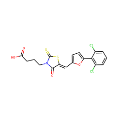 O=C(O)CCCN1C(=O)/C(=C/c2ccc(-c3c(Cl)cccc3Cl)o2)SC1=S ZINC000008763600